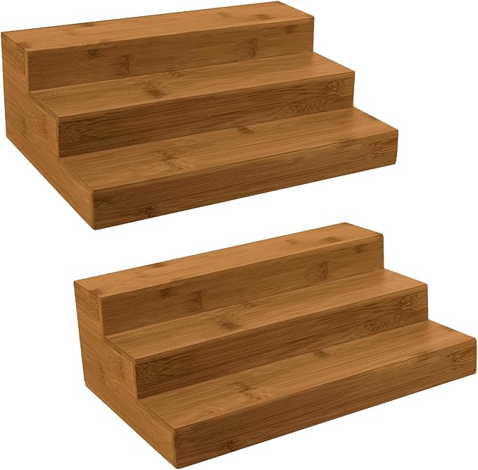 Bamboo Spice Rack Organizer for Cabinet 2 Pack by MillTu