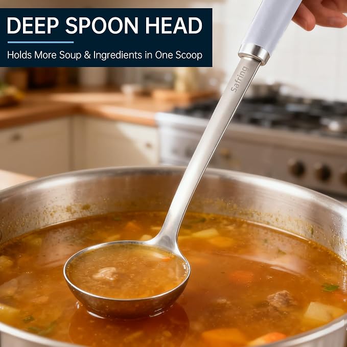 Safring Stainless Steel Soup Ladle and Spaghetti Spoon Set, Heat Resistant - Image 5