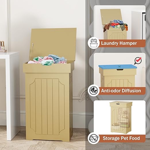 Function Home Trash Can Cabinet, 13 Gallon Kitchen Garbage Can, Wood Recycling - Image 6