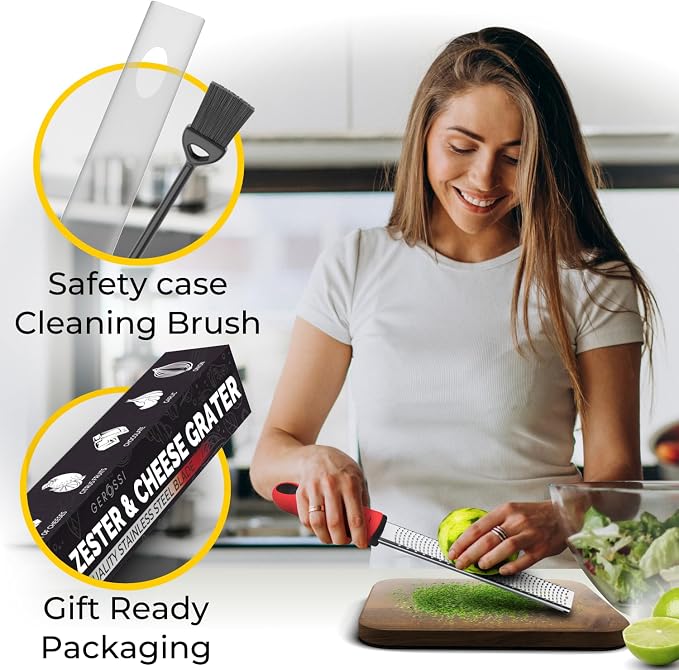 Stainless Steel Cheese Grater & Lemon Zester w/Extra Sharp Blade - Image 2