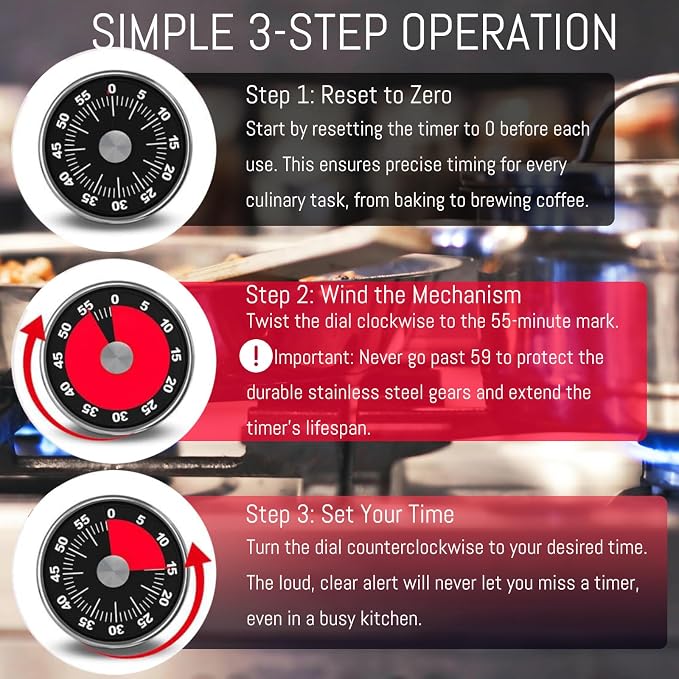 Kitchen Magnetic Visual Cooking Mechanical Timer - Image 5