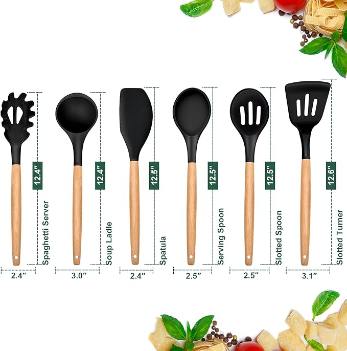 E-far Cooking Utensils Set of 6, Silicone Kitchen Utensils - Image 2