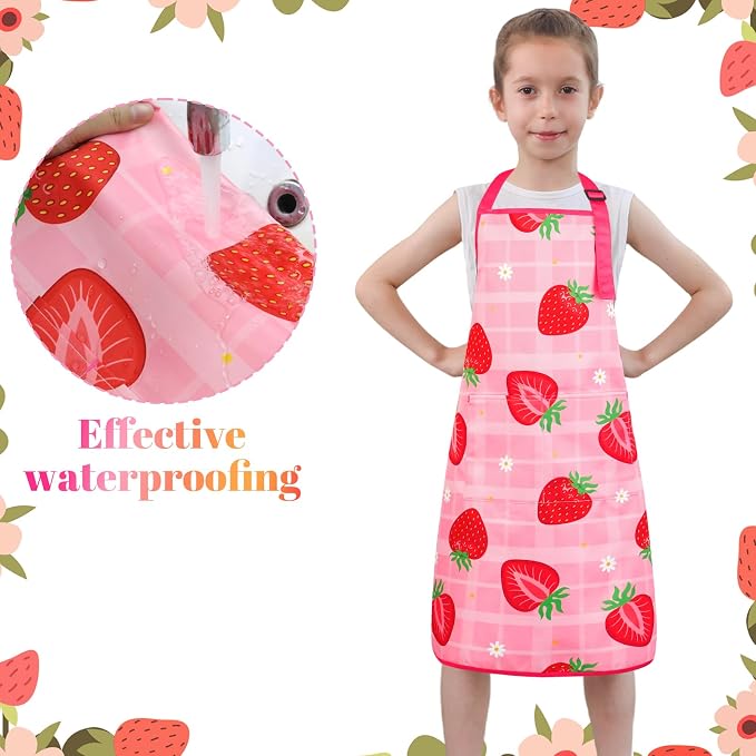 2 Pack Kids Apron, Cute Cooking Aprons, Waterproof Art Apron - Image 4