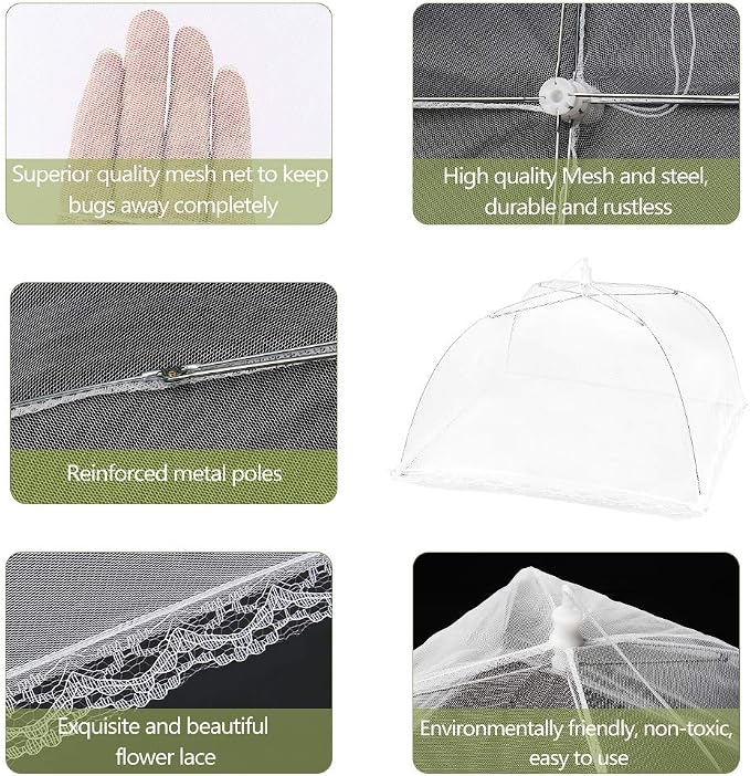 Onarway 6 Pack Food Covers 17 Inch Pop-Up Encrypted Mesh Plate Serving Tents - Image 4