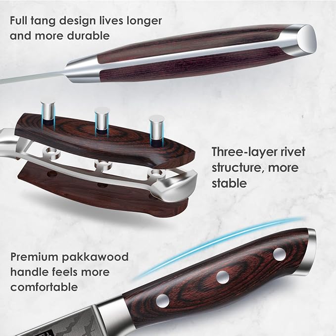 SHAN ZU Japanese Chef Knife Set 5 PCS, High Carbon Stainless Steel Ultra Sharp - Image 4