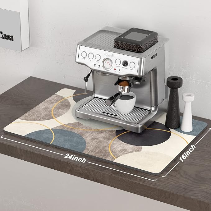 Rnivvi Coffee Mat, Hide Stain Rubber Backed Absorbent Dish Drying Pad - Image 2