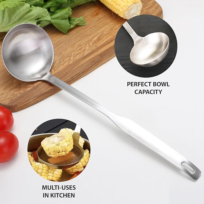 Professional Stainless Steel Soup Ladle, 11.8" Comfort Grid, Long Ergonomic - Image 7