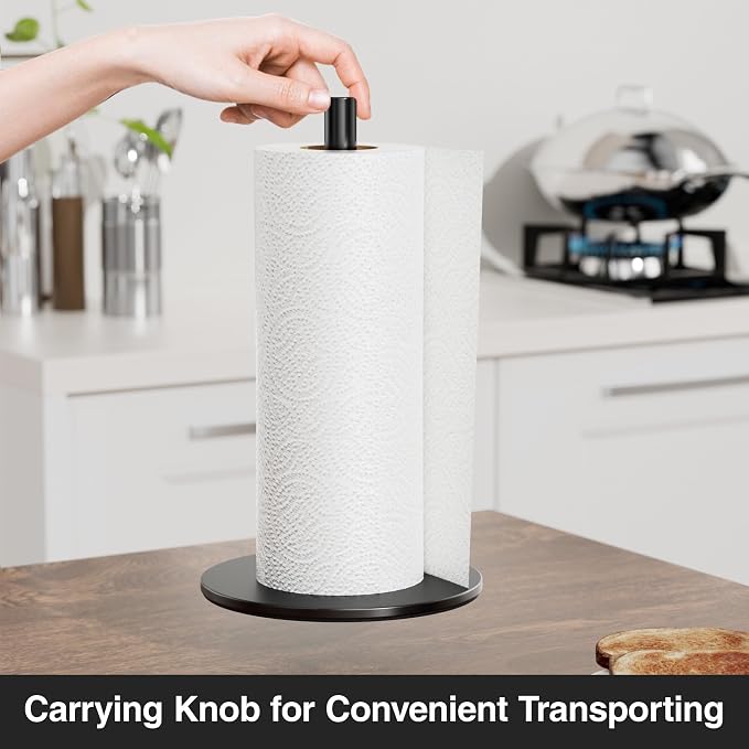 Black Paper Towel Holder Free-Standing, Premium Stainless Steel Paper Rolls - Image 4