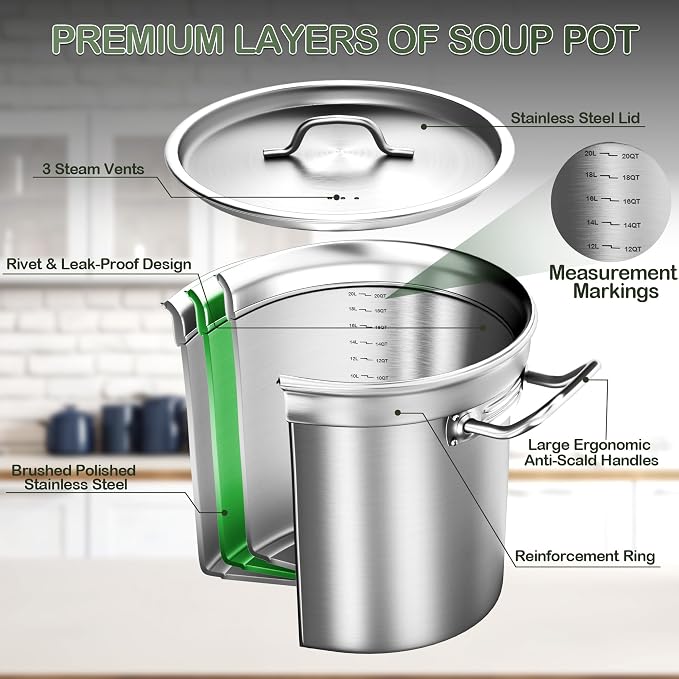 Stock Pot-20QT Stainless Steel Stockpot - Image 5