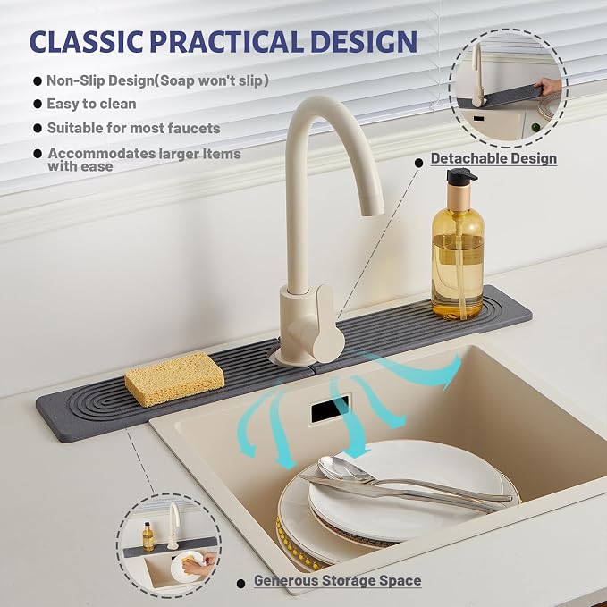 Stone Faucet Mat for Kitchen Sink, Faucet Mat Fast Drying Diatomite, Sink - Image 4