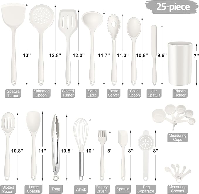 E-far Silicone Cooking Utensils Set, 25 Piece Kitchen Utensils - Image 2