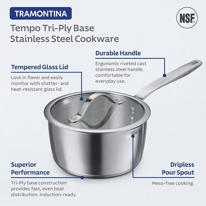 Tramontina Tempo Tri-Ply Base Stainless Steel 14-Piece Cookware Set - Image 5