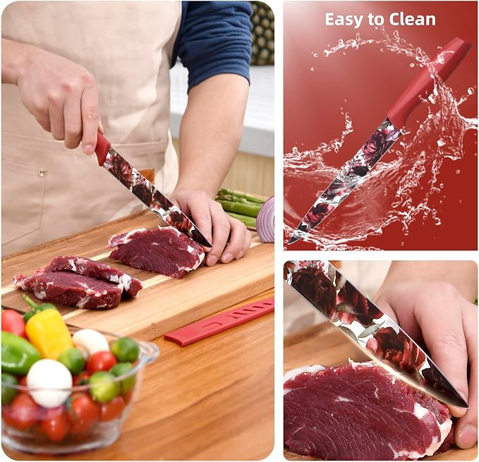 UPTRUST Knife Set, 12-piece Kitchen Knife Set Nonstick Coated, Professional - Image 4