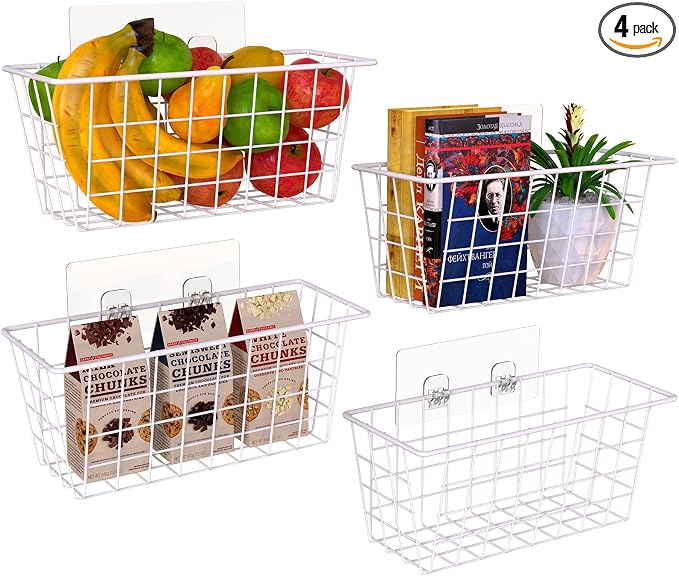 MaraFansie Wall Wire Baskets Adhesive Basket Hanging Kitchen Baskets No Drilling by MakeStorageMoreFun