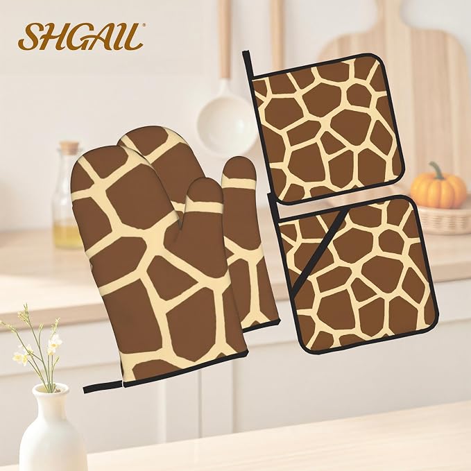 Giraffe Oven Mitts with Matching Potholders - Image 2