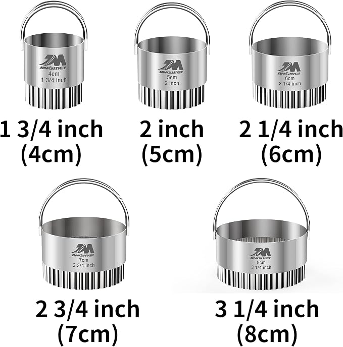 Fluted cookie cutter Set 1.75inch 2inch 2.25inch 2.75inch 3.25inch, Stainless - Image 3