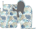 Nautical Coastal Oven Mitts and Pot Holders Set of 4 Silicone Starfish Seashell by BOKEKANG