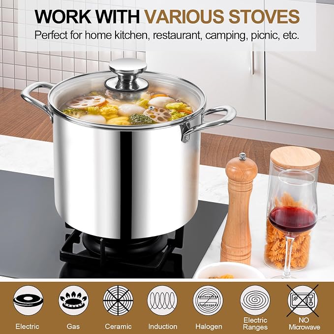 P&P CHEF 12 Quart Tri-Ply Stainless Steel Stockpot, Stock Pot - Image 5