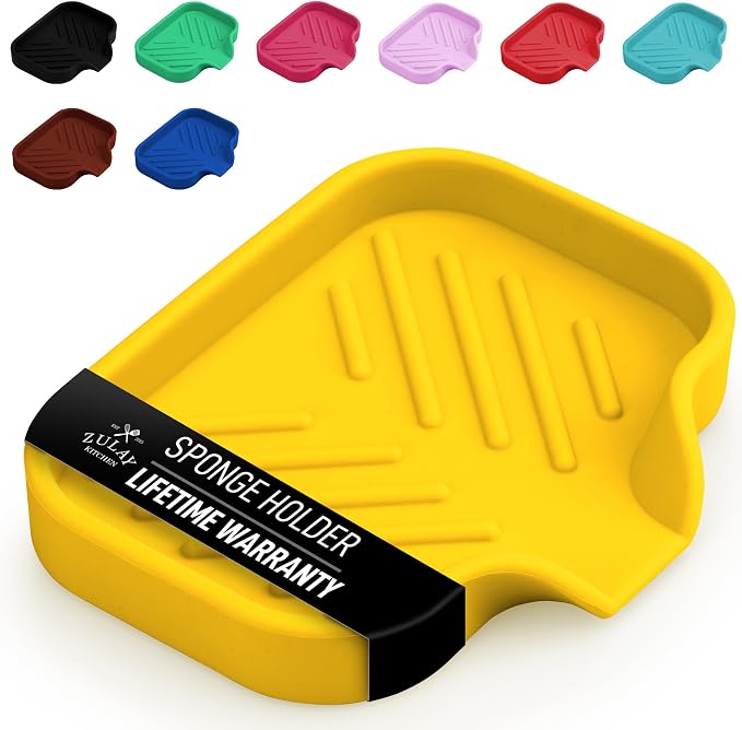 Zulay Kitchen Small Silicone Sponge Holder – Space-Saving Sink Organizer Tray by ZulayKitchen