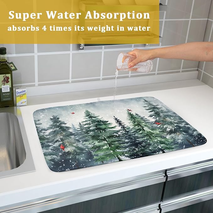 Winter Pine Tree Dish Drying Mat - Image 7