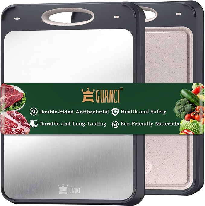 GUANCI Cutting Board for Kitchen Double Sided 304 Stainless Steel Chopping by GUANCI