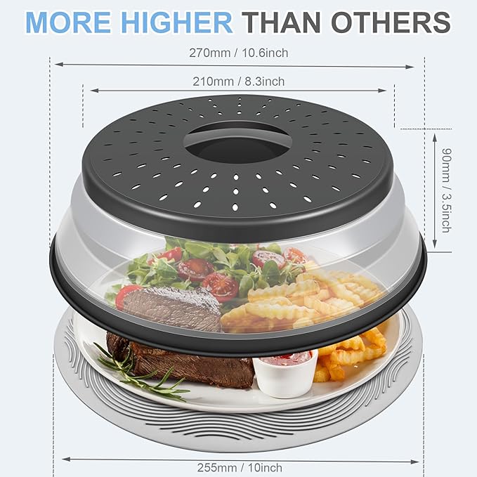 LekDrok 10 Inch Microwave Food Cover & Collapsible Silicone Mat - Image 6