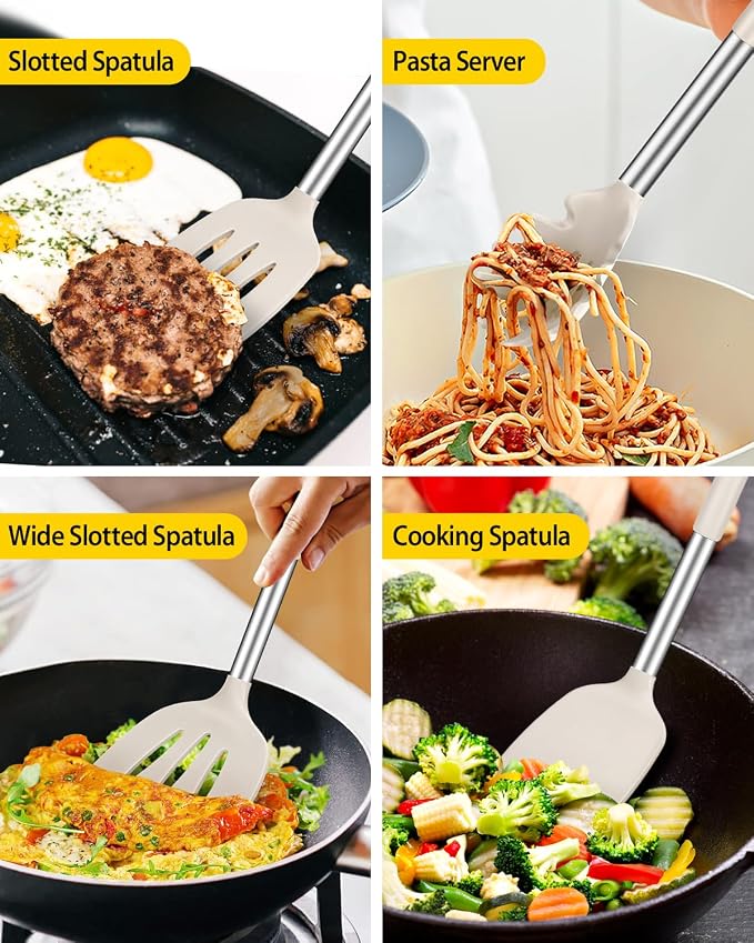 Silicone Cooking Utensil Set, BPA Free Heat Resistant Kitchen Tools - Image 3