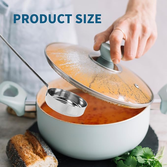 2 Pcs 3 oz Silver 10.55 Inch Stainless Steel 201 Long Handle Cooking Spoon - Image 3