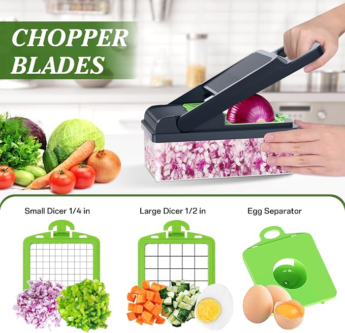 HomeHacks Vegetable Chopper Vegetable Cutter, 12 in 1 Kitchen Gadget, Onion - Image 2