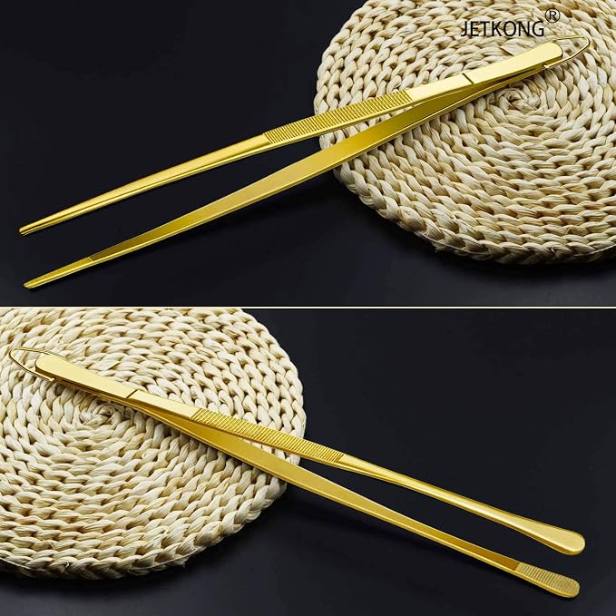 JETKONG 2 Pcs 12-Inch Cooking Tweezers Stainless Steel Food Tweezers Kitchen - Image 6