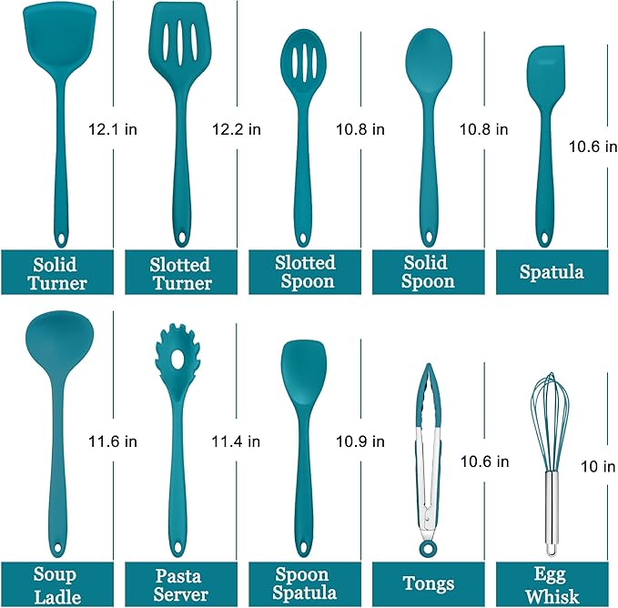 E-far 10 Pieces Silicone Cooking Utensils Set, Heat Resistant Kitchen Utensil - Image 2