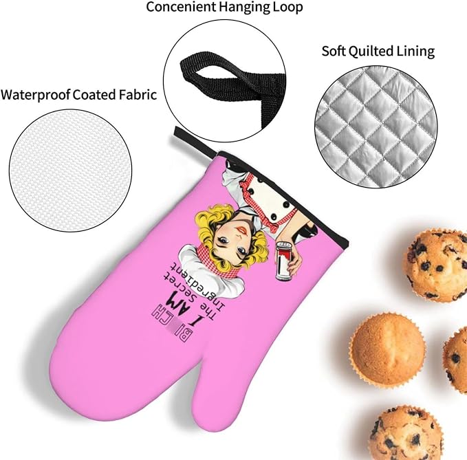Funny Oven Mitts and Pot Holders Sets, Cute Kitchen Oven Mitts Heat Resistant - Image 5