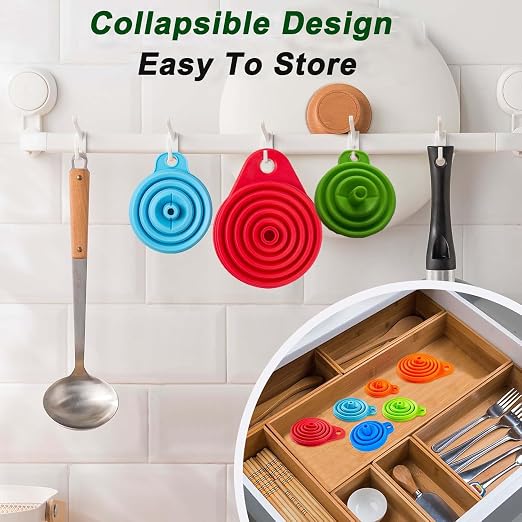 Kitchen Funnel Set of 6, Large Medium and Small, 2025 Upgrade Silicone Kitchen - Image 7