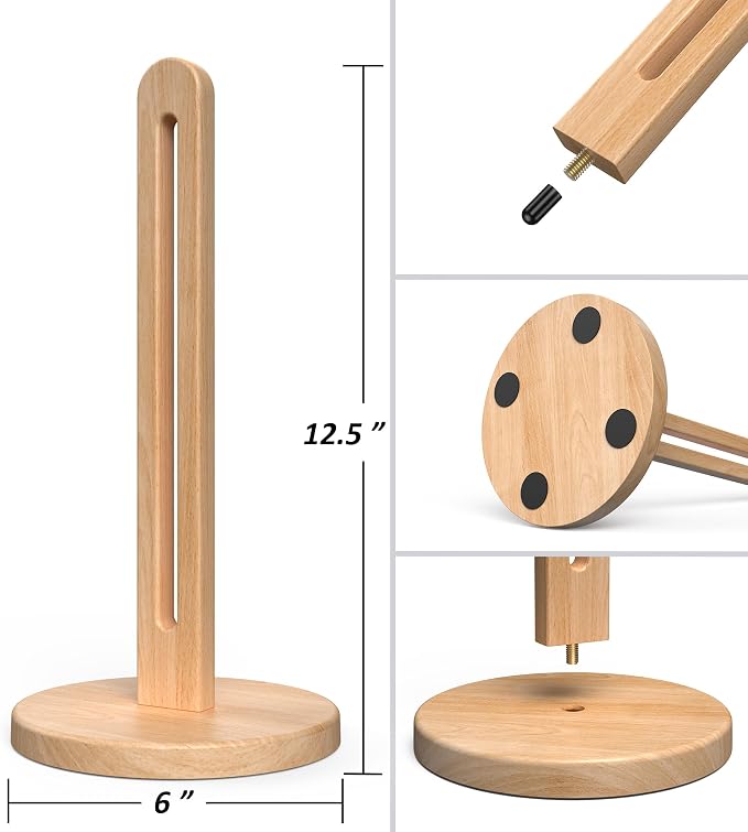 KitchLife Wooden Paper Towel Holder Countertop, Fits Jumbo Roll, Solid - Image 2