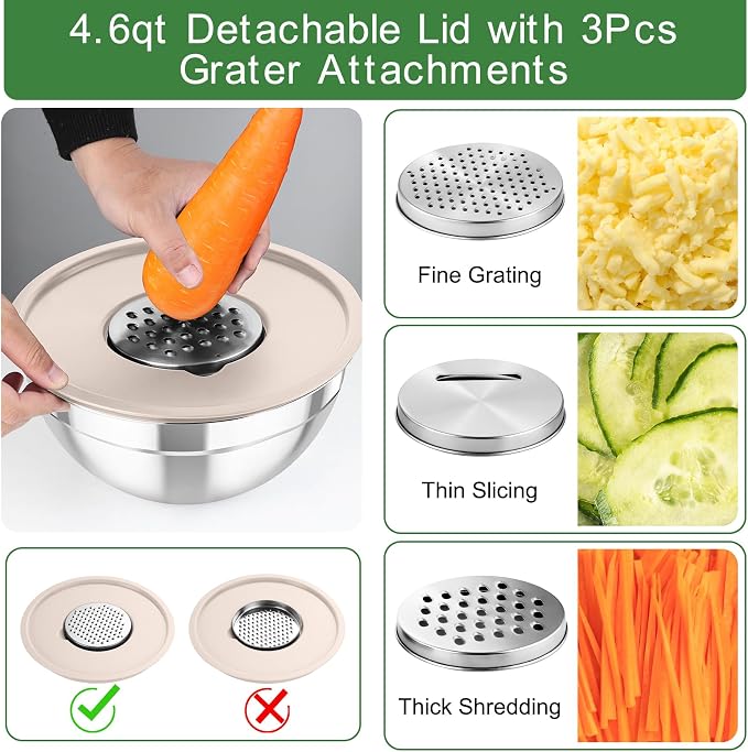 TeamFar Mixing Bowls with Airtight Lids, - Image 3