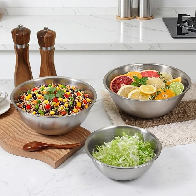 5 Pack Stainless Steel Mixing Bowls - Image 3
