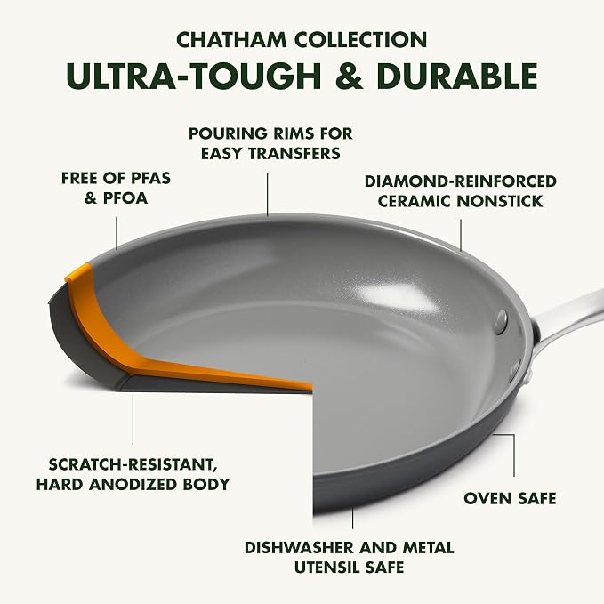 GreenPan Chatham Hard Anodized Healthy Ceramic Nonstick 10 Piece Cookware Pots - Image 5