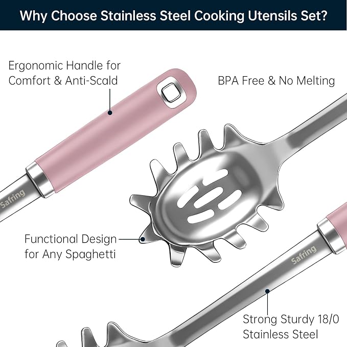 Safring Stainless Steel Soup Ladle and Spaghetti Spoon Set, Heat Resistant - Image 3