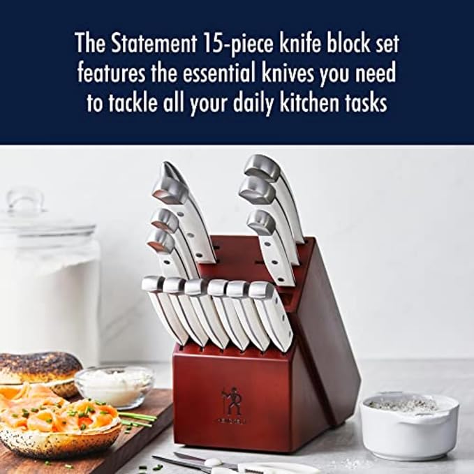 HENCKELS Statement Razor-Sharp 15-Piece White Handle Knife Set - Image 3
