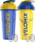 VELOMIX -2 Pack- 28 oz Protein Shaker Bottles by VELOMIX