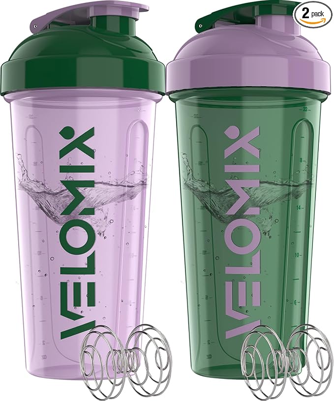 VELOMIX -2 Pack- 28 oz Protein Shaker Bottles by VELOMIX