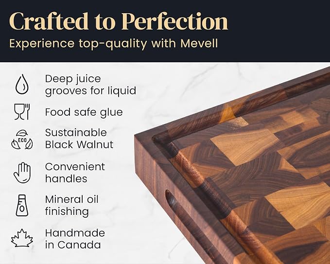 Mevell Walnut End Grain Cutting Board - Image 7