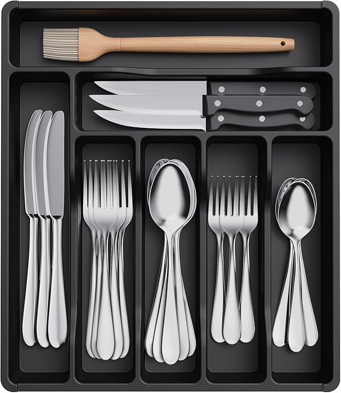 Lifewit Silverware Drawer Organizer Tray, Plastic Cutlery Storage by Lifewit