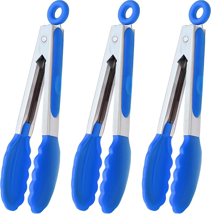 HINMAY Small Tongs with Silicone Tips 7-Inch Serving Tongs by HINMAY