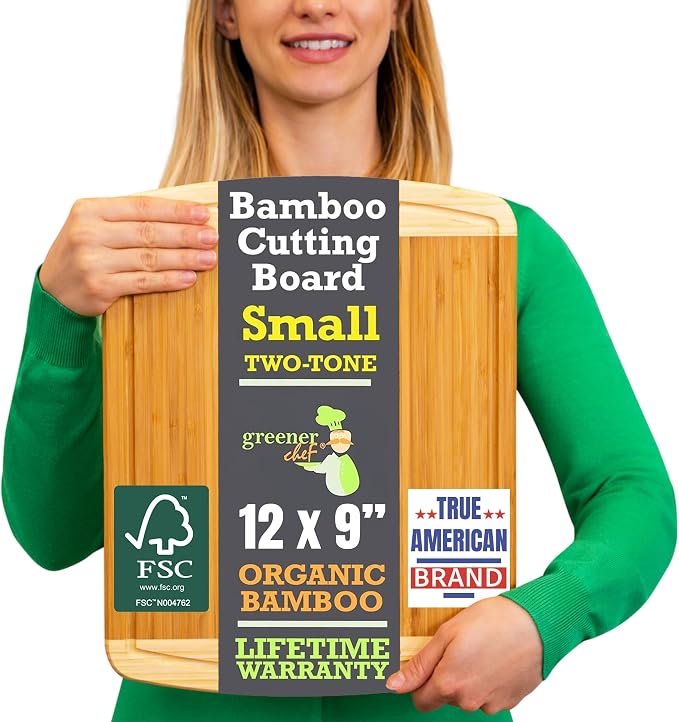 GREENER CHEF 12 Inch Small Bamboo Cutting Board by GreenerChef