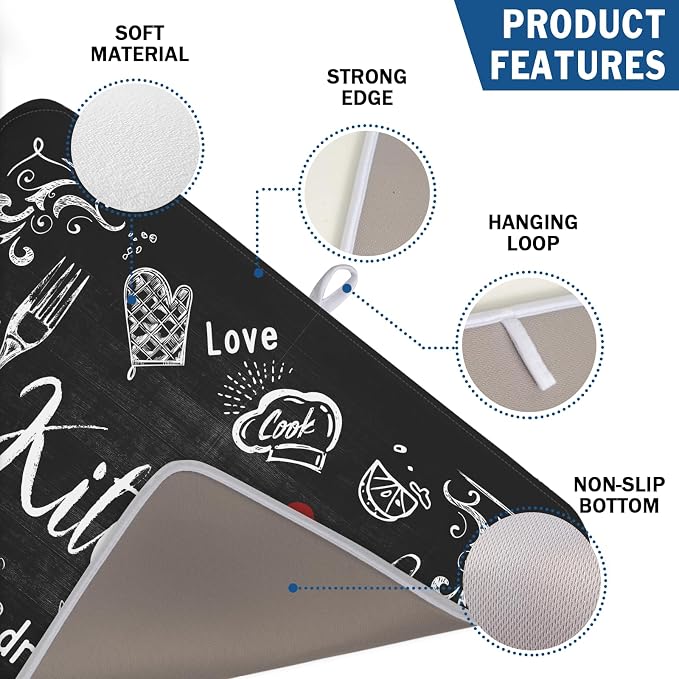Kawani Black Coffee Bar Dish Drying Mats - Image 3