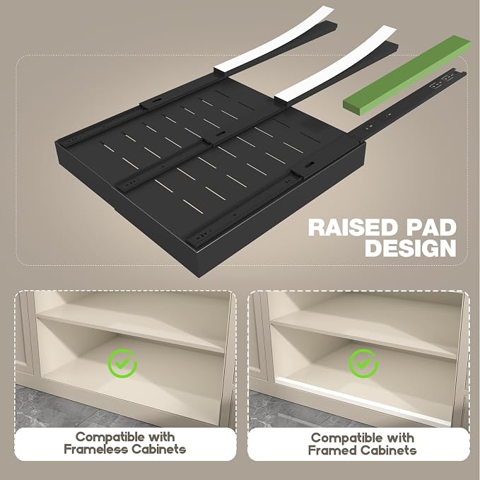 Seinloes 4 Pack Pull Out Cabinet Organizer 21" Deep, Full Extension 3 Slide - Image 2