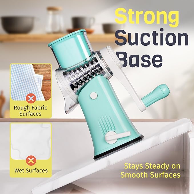5-in-1 Rotary Cheese Grater Hand Crank, Vegetable Slicer Shredder - Image 5