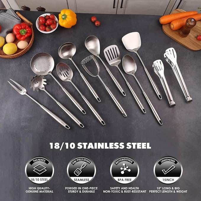 18/10 Stainless Steel Kitchen Utensils Set - Image 6