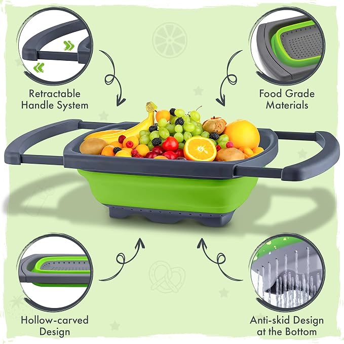 Silicone Collapsible Colander Sink Colander Collapsible Camping Versatile - Image 4